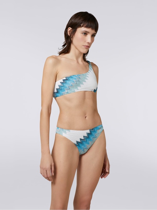 Missoni Other - Missoni White and Blue Metallic Zigzag One-Shoulder Bikini NWOT